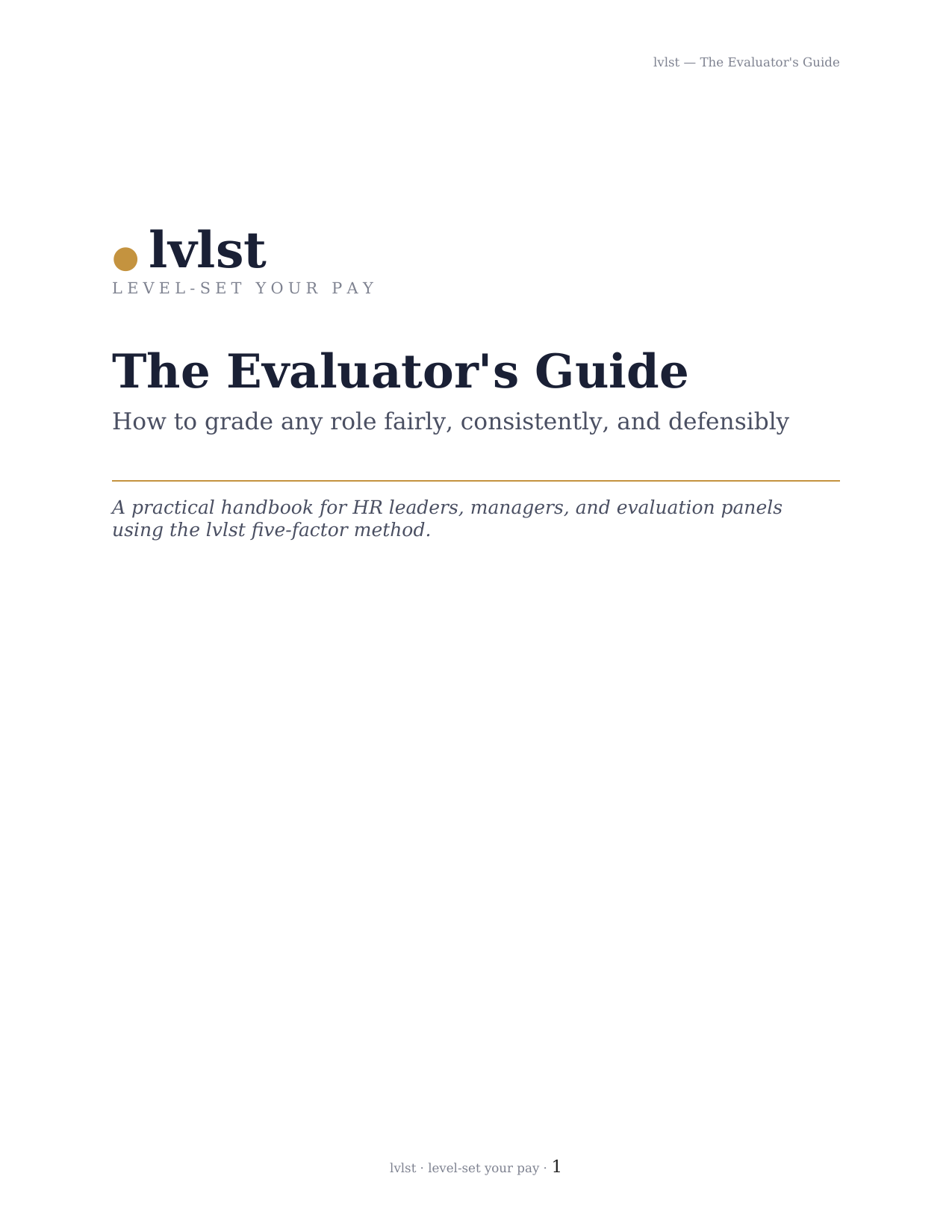 The Evaluator's Guide — cover page